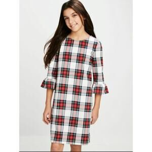 VINEYARD VINES Girl's Plaid Bell Sleeve Ruffle Holiday Christams Dress // S 7-8